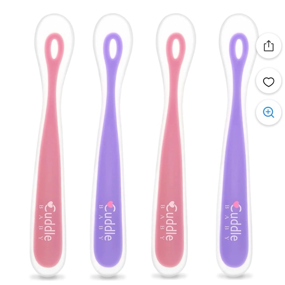 Cuddle Baby Silicone Feeding Spoons - Pink & Purple (4-Pack)